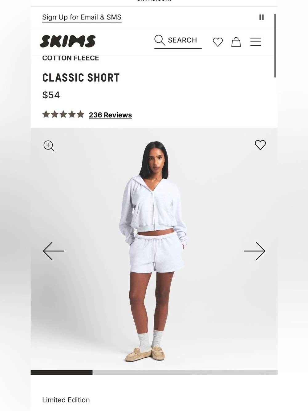 SKIMS Classic Cotton Fleece Short - Picture 2 of 5
